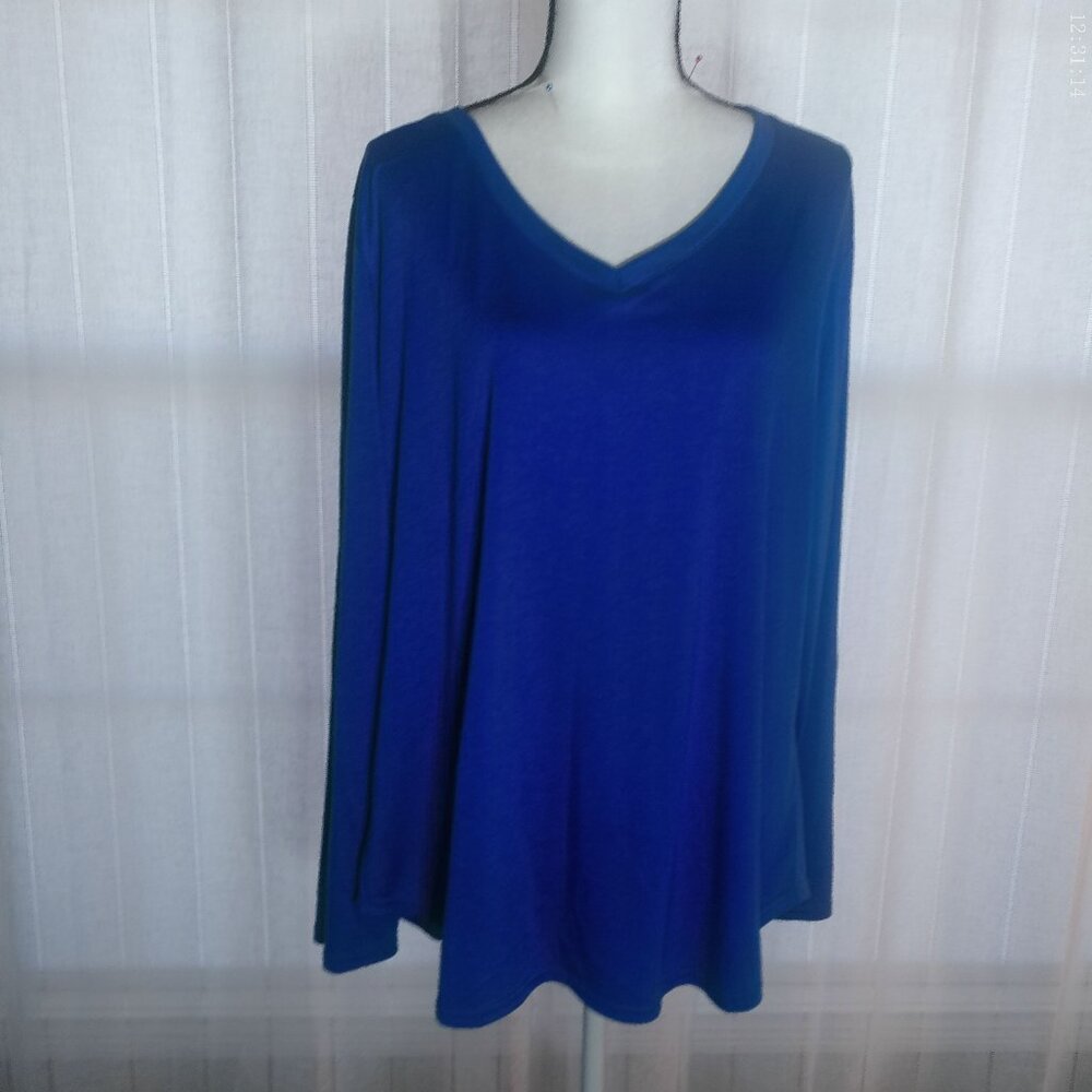 Amazon Basics Long Sleeve Royal Blue V-Neck Tunic Top 2XL